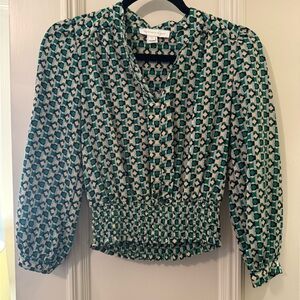 Monteau Green and Black Patterned Blouse